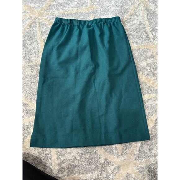Ermane wool teal green mid length skirt women's size 9/10 made in USA - Picture 4 of 8